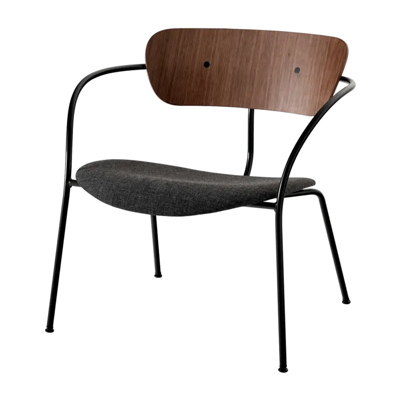 Fauteuil en noyer laqué et tissu gris AV6 Pavilion - &tradition - The Cool Republic