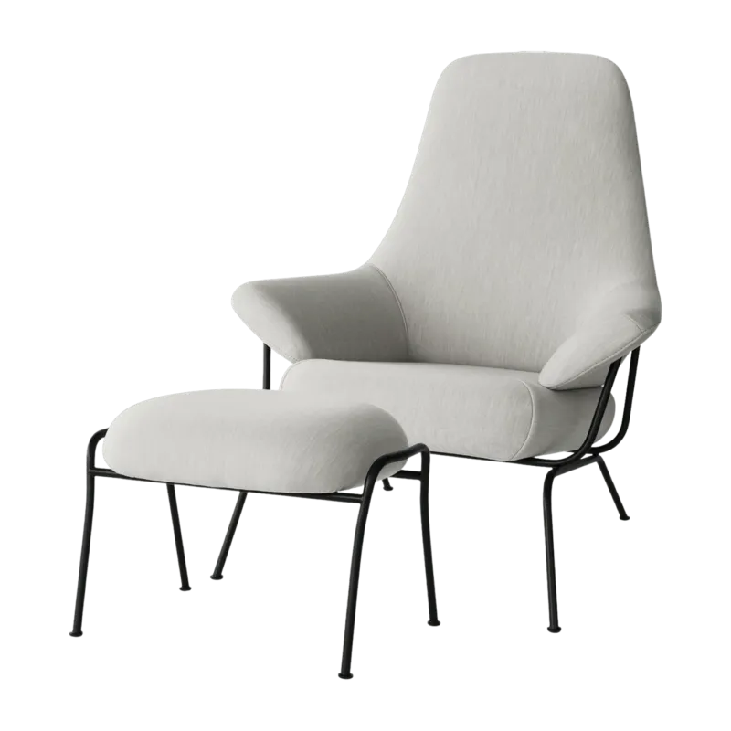 Fauteuil en tissu et repose-pieds Shell Hai - Hem - The Cool Republic