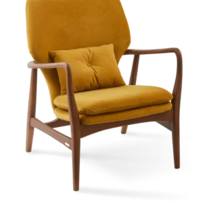 Fauteuil en tissu jaune et bois de frêne Soft Peggy - Pols Potten - The Cool Republic