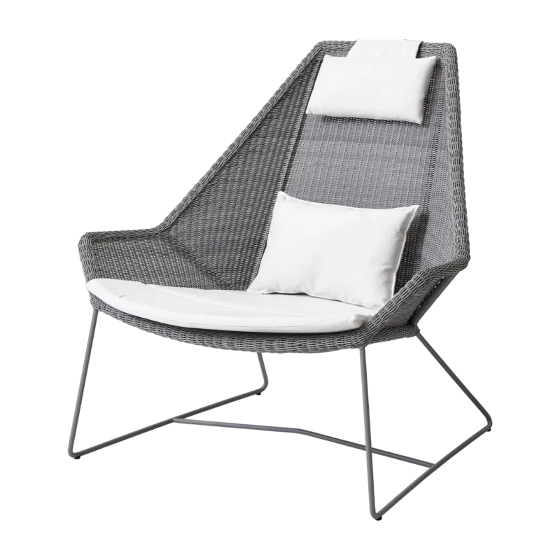Fauteuil gris avec coussins blancs Breeze Highback - Cane-Line - The Cool Republic