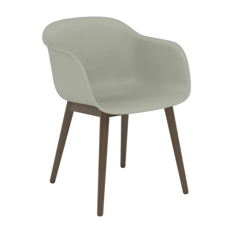Fauteuil gris piétement en chêne foncé Fiber - Muuto - The Cool Republic