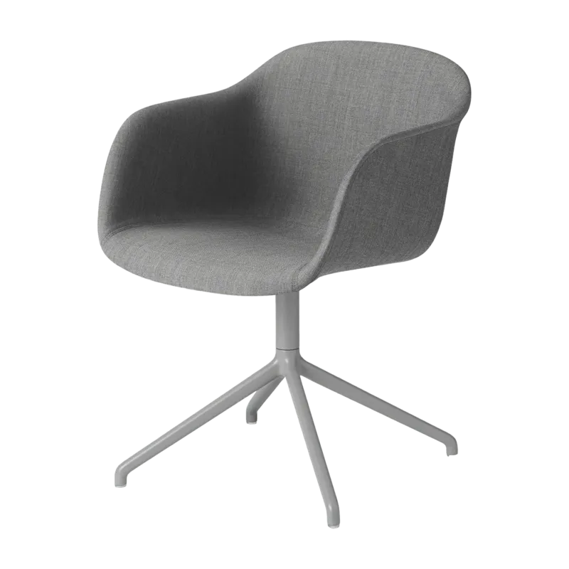 Fauteuil gris piétement pivot et assise textile Fiber - Muuto - The Cool Republic