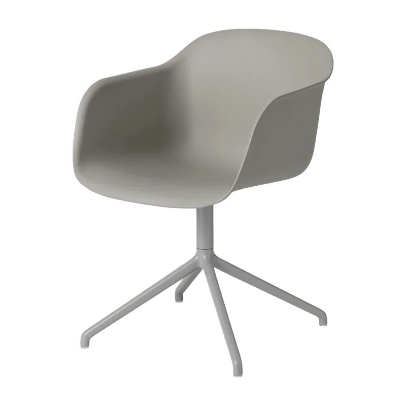 Fauteuil gris piétement pivot Fiber - Muuto - The Cool Republic