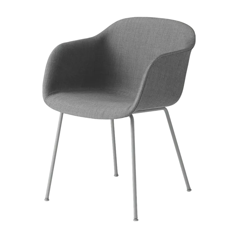 Fauteuil gris piétement tubes et assise textile Fiber - Muuto - The Cool Republic