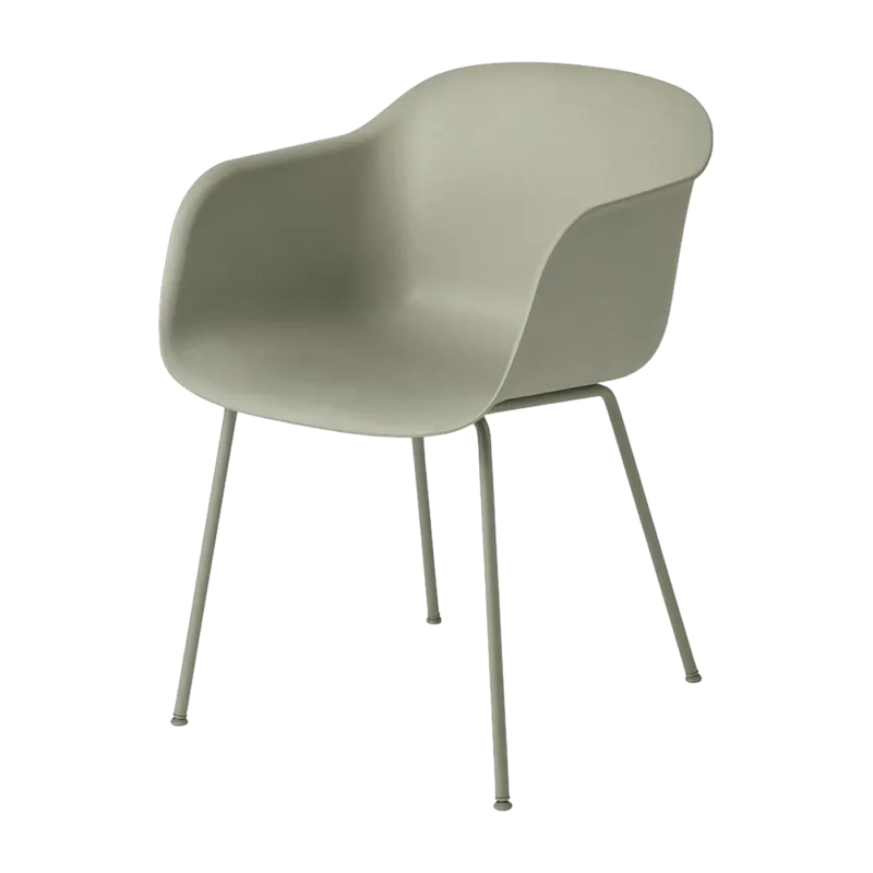 Fauteuil gris vert piétement tubes Fiber - Muuto - The Cool Republic