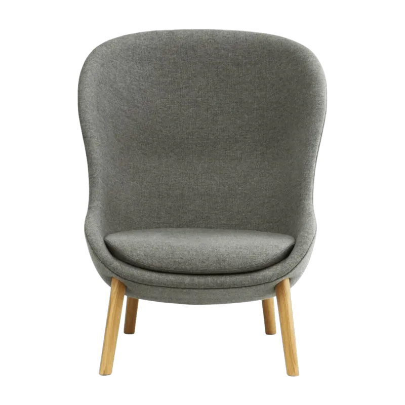 Fauteuil haut en chêne et tissu gris Hyg - Normann Copenhagen - The Cool Republic