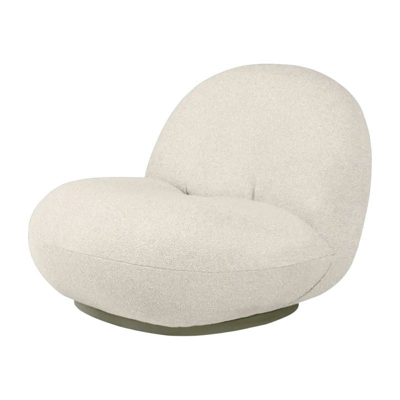 Fauteuil lounge de jardin pivotant en tissu lorkey et base métal gris mousse Pacha - Gubi - The Cool Republic