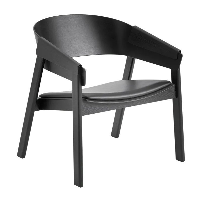 Fauteuil Lounge en chêne noir et assise cuir noir Cover - Muuto - The Cool Republic