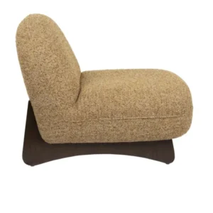 Fauteuil lounge en tissu marron et bois de frêne Loom - Dutchbone - The Cool Republic
