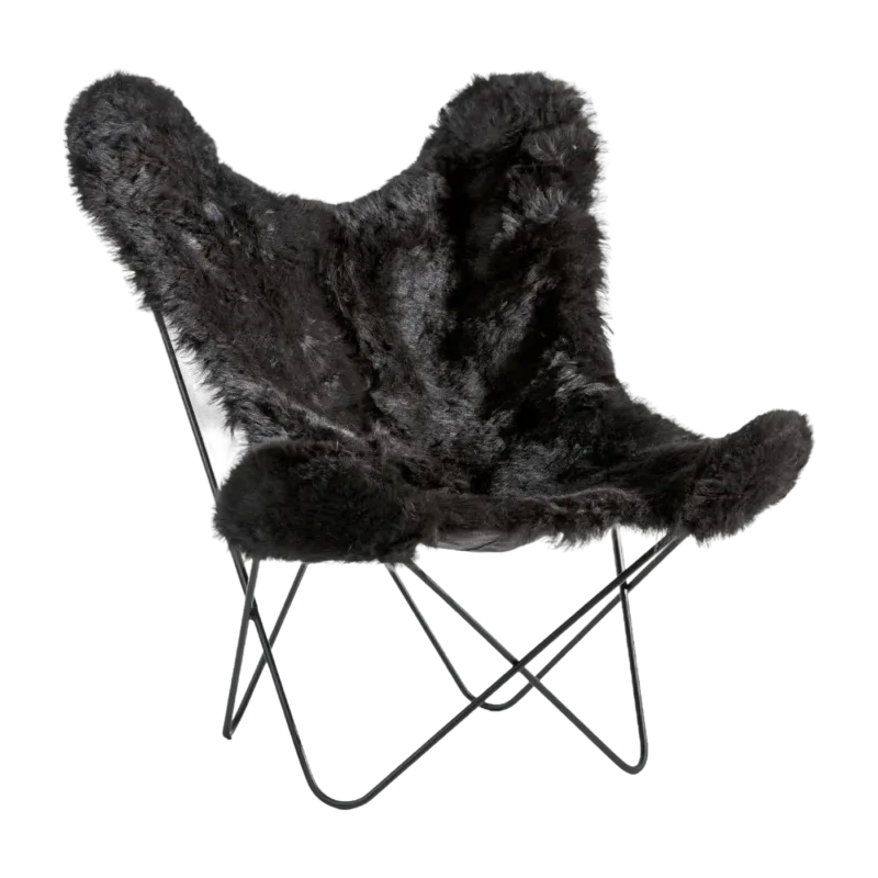 Fauteuil noir avec structure en acier noir Islandais AA - Airborne - The Cool Republic