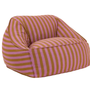 Fauteuil pouf en coton à rayures rose et jaune curry 105 x 105 x 60 cm Ziggy - Nobodinoz - The Cool Republic