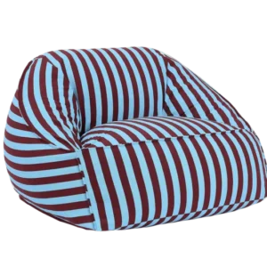 Fauteuil pouf en coton à rayures rouge bordeaux et bleu 105 x 105 x 60 cm Ziggy - Nobodinoz - The Cool Republic