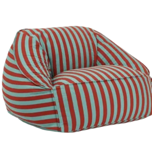 Fauteuil pouf en coton à rayures rouge et vert 105 x 105 x 60 cm Ziggy - Nobodinoz - The Cool Republic
