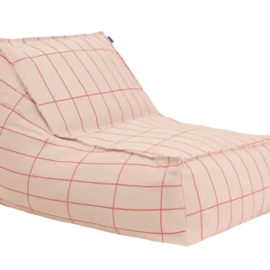 Fauteuil pouf en coton bio à carreaux rose et rouge 70 x 105 x 57 cm Vibes - Nobodinoz - The Cool Republic