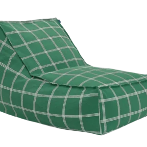Fauteuil pouf en coton bio à carreaux vert et blanc 70 x 105 x 57 cm Vibes - Nobodinoz - The Cool Republic