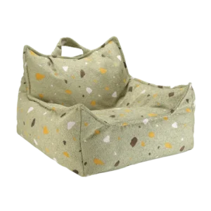 Fauteuil pouf poire pour enfant en tissu vert Terrazzo - Wigiwama - The Cool Republic