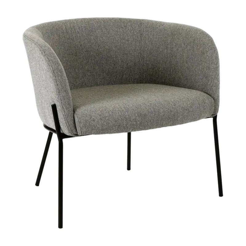 Fauteuil relax en polyester gris clair avec pieds couleur noir Polka - Pomax - The Cool Republic