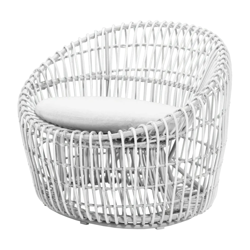 Fauteuil rond cadre blanc Nest - Cane-Line - The Cool Republic