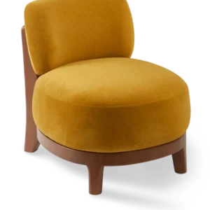 Fauteuil rond en tissu jaune et bois de frêne Soft Fizz - Pols Potten - The Cool Republic
