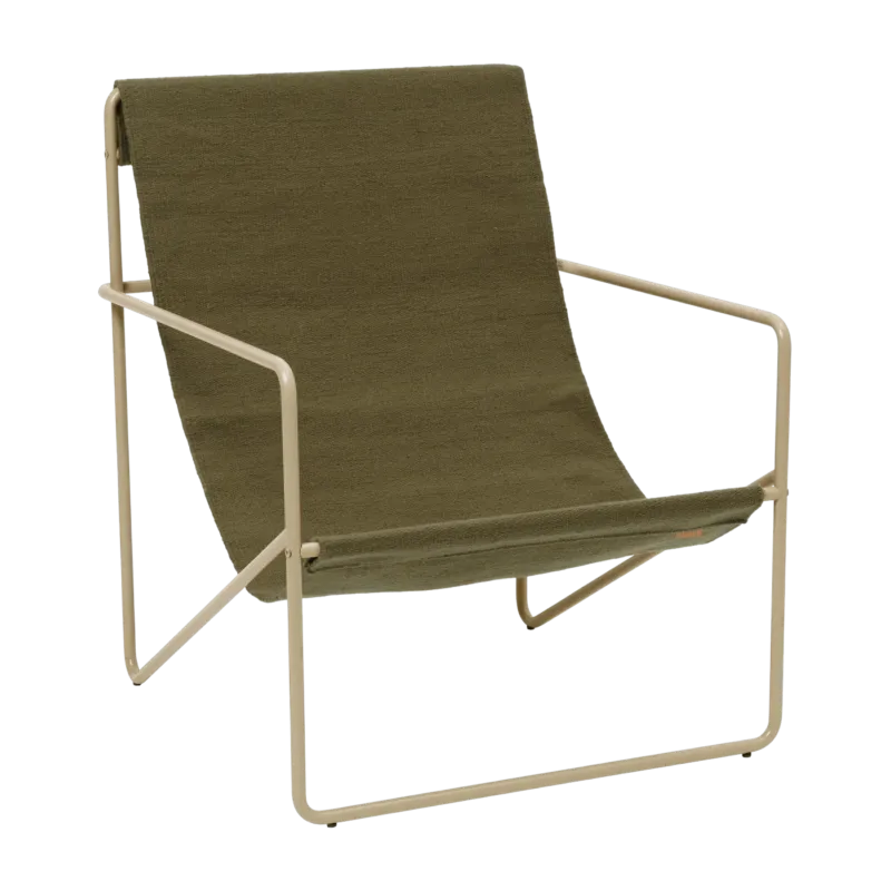 Fauteuil vert olive en métal beige 63 x 77,5 x 66 cm Desert - Ferm Living - The Cool Republic