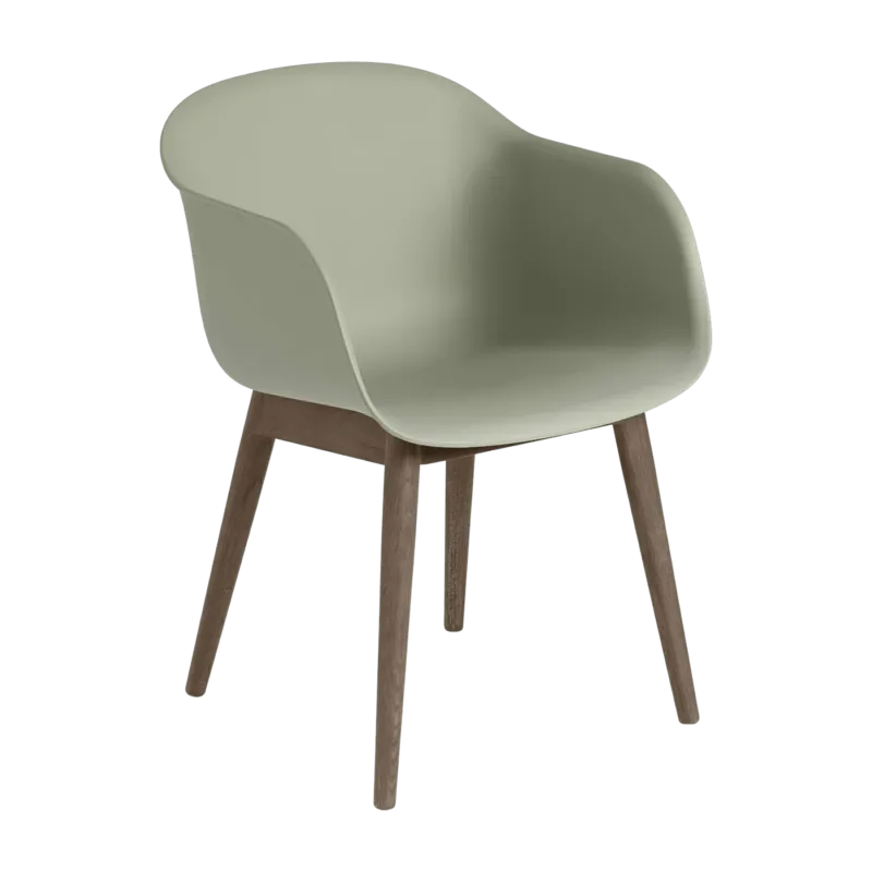 Fauteuil vert pâle piétement en chêne Fiber - Muuto - The Cool Republic
