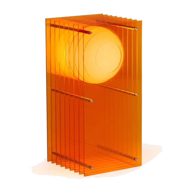 Lampe rectangulaire en acrylique orange L19.5 x W18 x H38 cm LOP - BANG