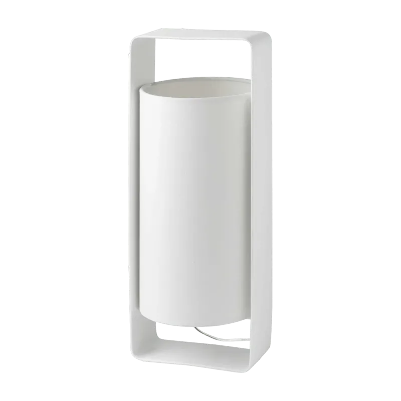 Grande lampe de table en métal blanc et tissu beige 16 x 15 x 40 cm Lula - Faro Barcelona - The Cool Republic