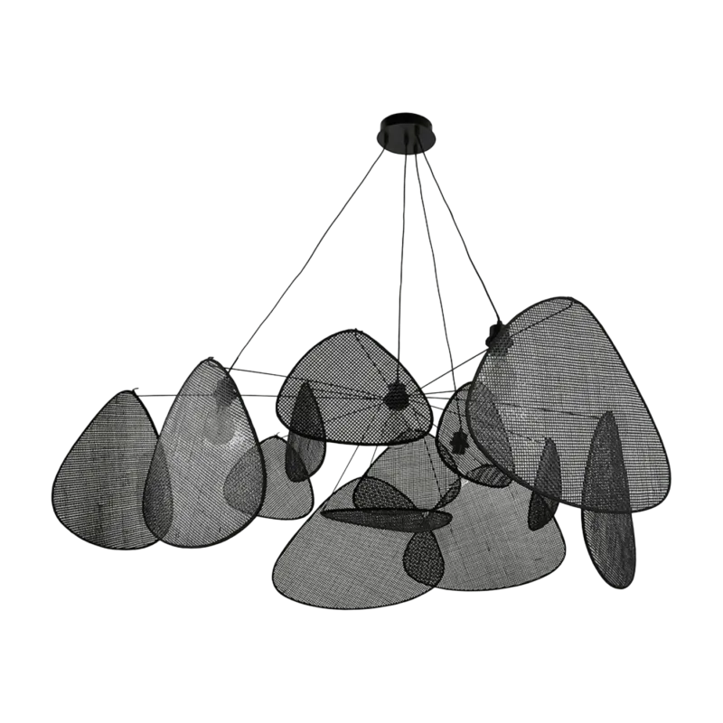 Grande suspension en cannage noir 150 cm Screen - Market set - The Cool Republic