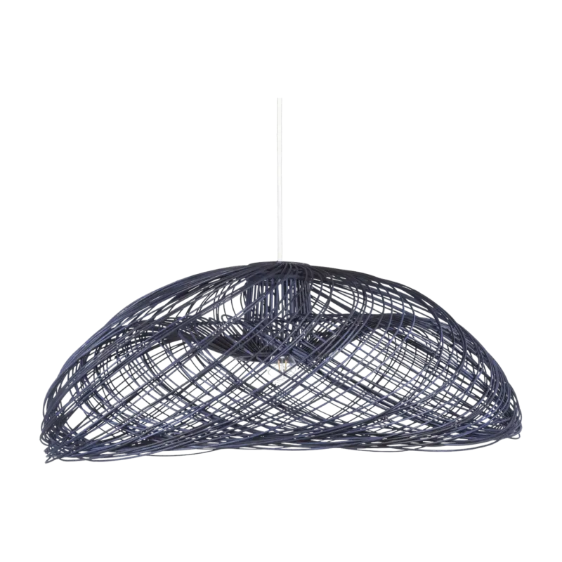 Grande suspension rotin bleue Satelise - Forestier - The Cool Republic