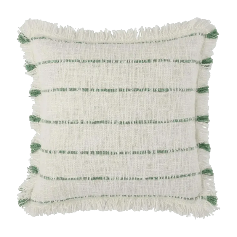 Housse De Coussin Taha Blanc Cassé Et Vert - Madura - The Cool Republic