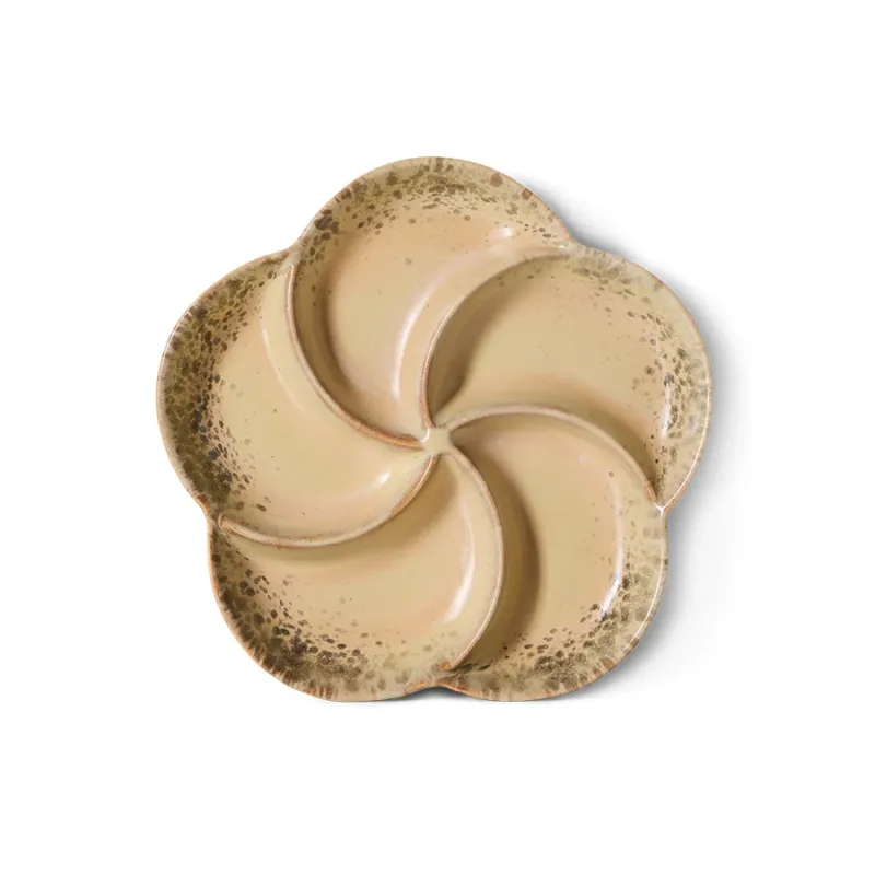 Plateau apéritif en grès beige 20cm Vaisselle 70s - HKLiving
