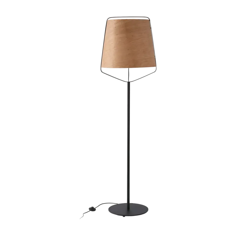 Lampadaire en bois et métal noir Stood - Faro Barcelona - The Cool Republic