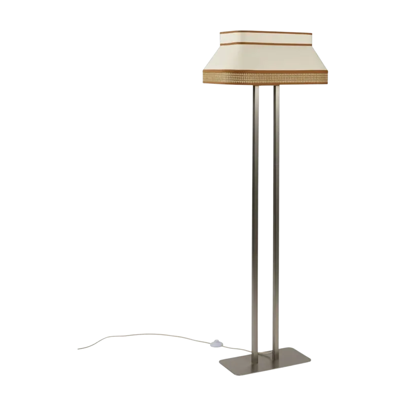 Lampadaire en coton et papier beige crème Square - Market Set - The Cool Republic