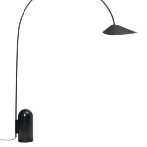 Lampadaire incurvé en marbre et acier noir Arum - Ferm Living - The Cool Republic