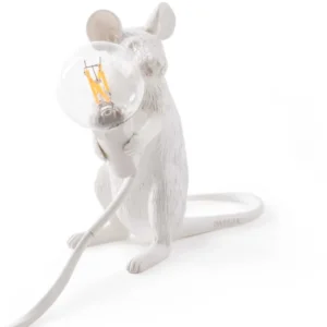 Lampe à poser blanche souris assise nouvelle version 15 cm USB Mouse - Seletti - The Cool Republic