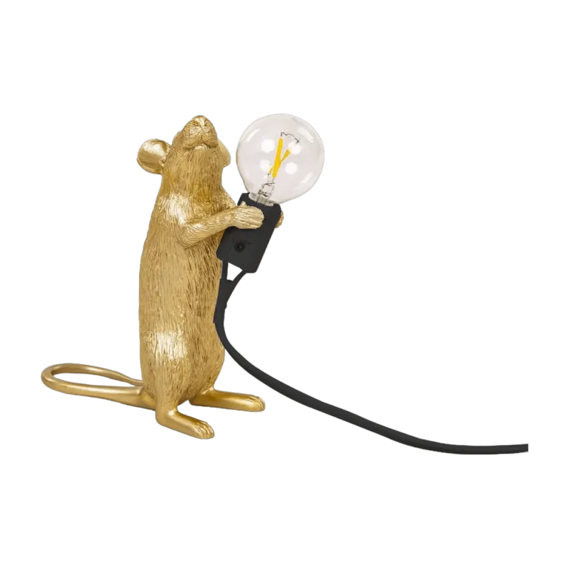 Lampe à poser doré et noir 13 x 14,5 cm Mouse debout - Seletti - The Cool Republic