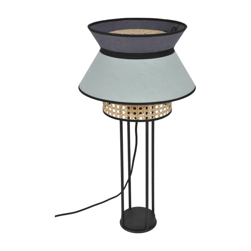 Lampe à poser en métal et lin bleu et gris anthracite Singapour - Market Set - The Cool Republic