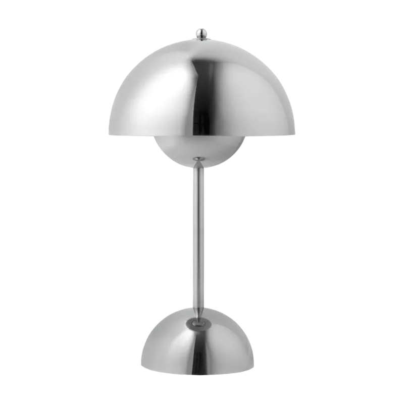 Lampe à poser sans fil chrome plaqué 29,5 x 16 cm Flowerpot VP9 - &Tradition - The Cool Republic