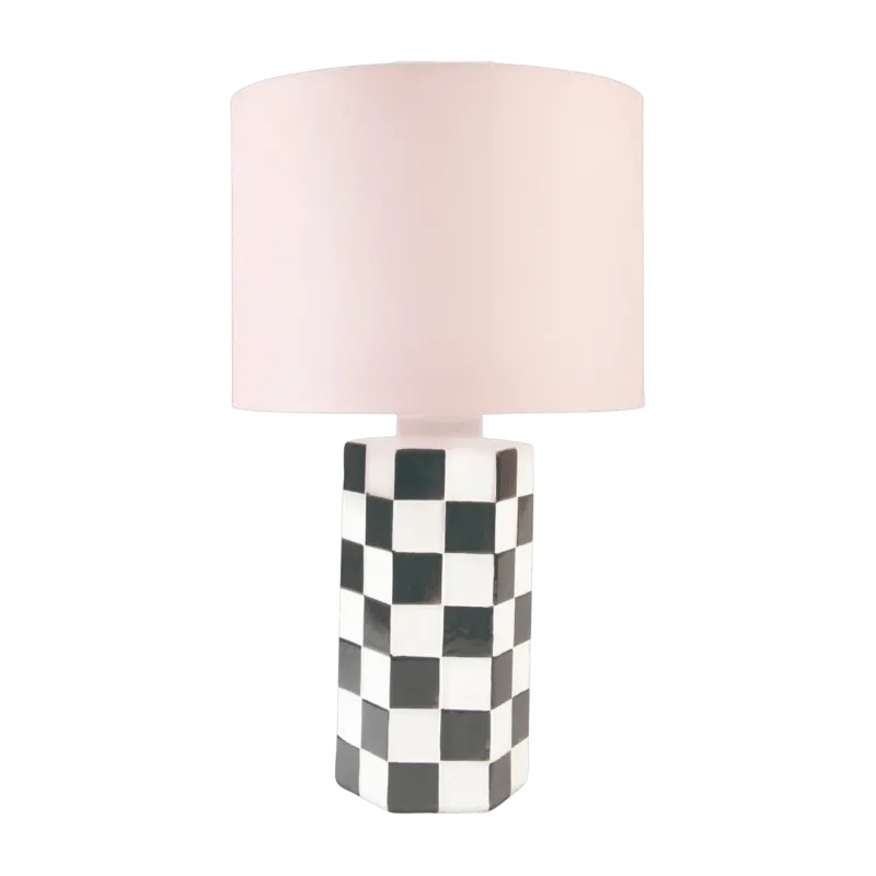 Lampe damier noir et blanc 42x25cm - &Klevering - The Cool Republic