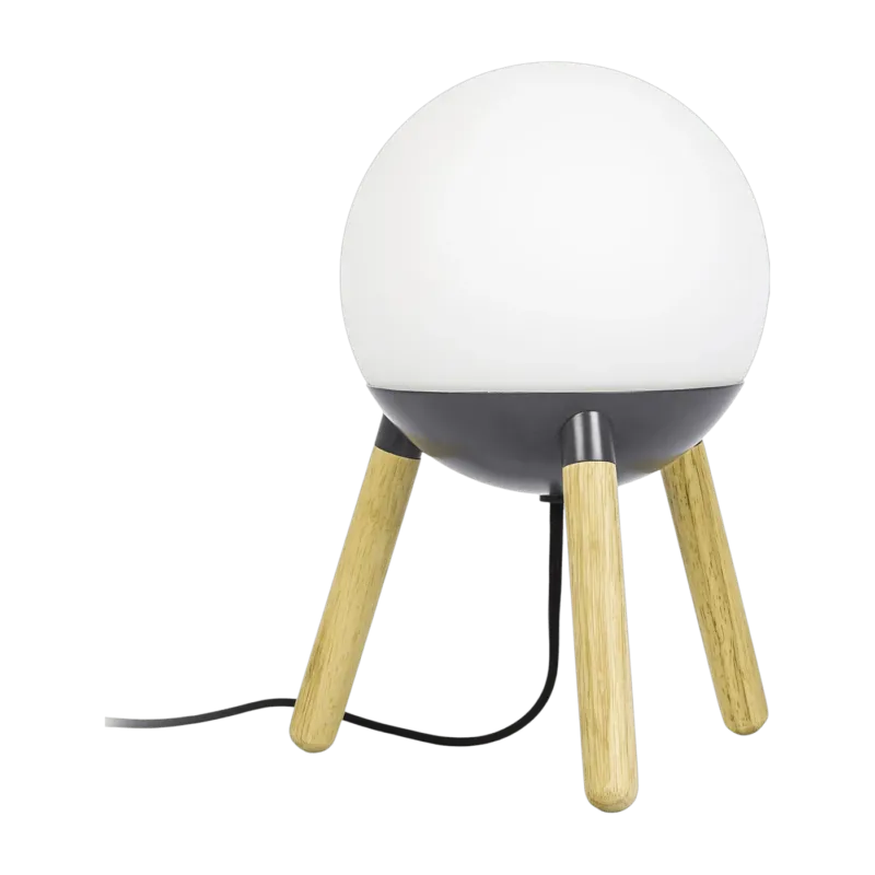 Lampe de table en bois et verre gris 30 x 18,5 cm Mine - Faro Barcelona - The Cool Republic