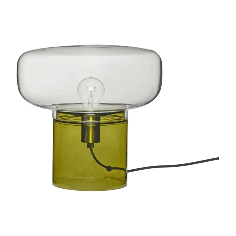 Lampe de table en verre transparent et vert foncé 30x33cm Crave - Hübsch - The Cool Republic