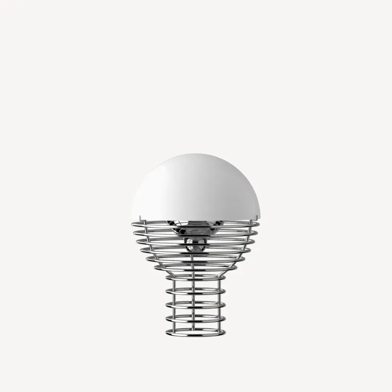 Lampe portable en acier chromé et blanc 18cm Wire - Verpan - The Cool Republic