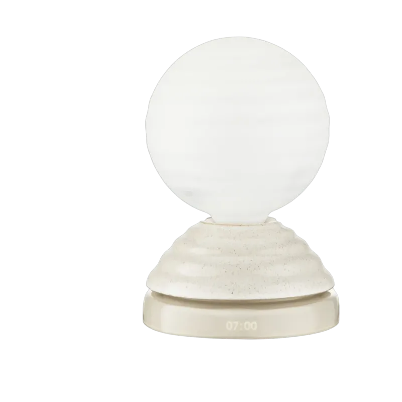 Lampe réveil en verre blanc mat et céramique blanc galet Wake - Tala - The Cool Republic