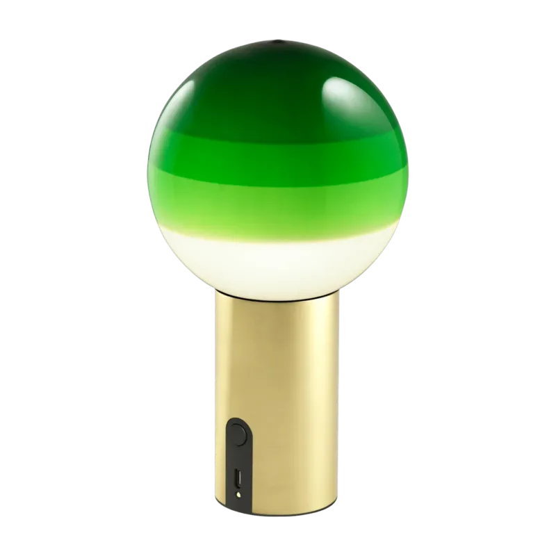 Lampe sans fil verte pied laiton Dipping Light - Marset - The Cool Republic