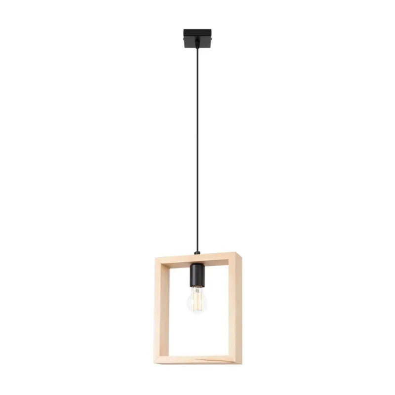 Lampe suspendue en acier beige et bois 24x8x133cm Aries - Sollux - The Cool Republic