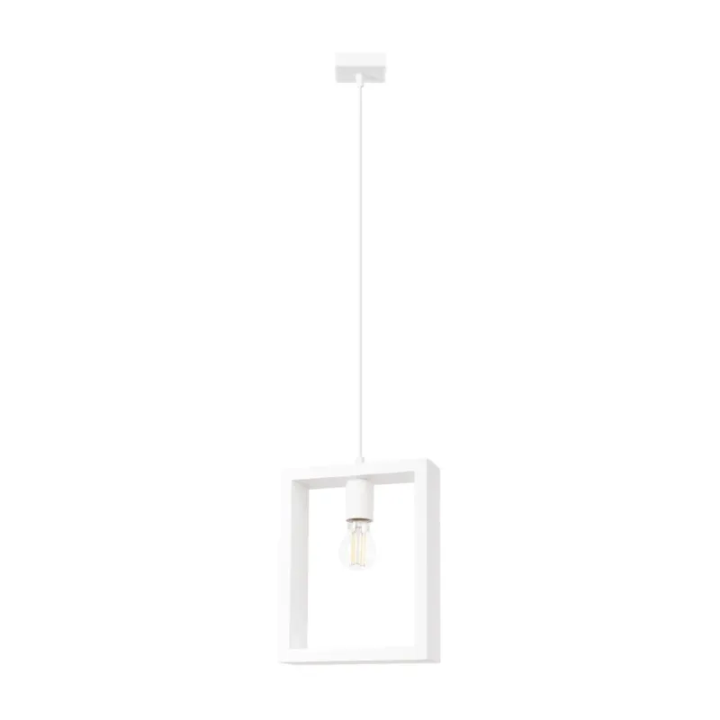 Lampe suspendue en acier blanc et bois 24x8x133cm Aries - Sollux - The Cool Republic