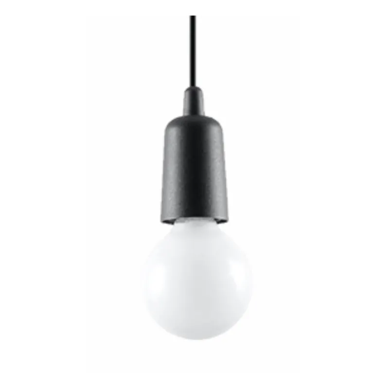 Lampe suspendue en pvc noir 9x90cm Diego 1 - Sollux - The Cool Republic