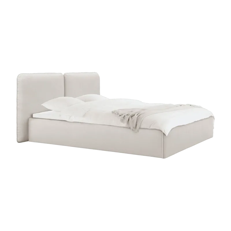 Lit coffre en tissu beige 160x200cm Melu - noo.ma - The Cool Republic