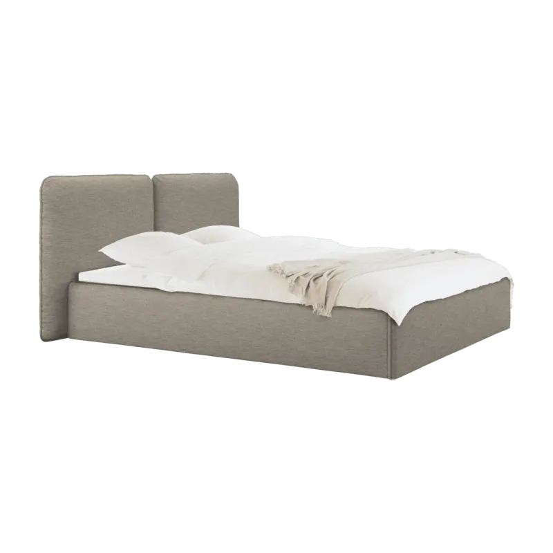 Lit coffre en tissu brun clair 140x200cm Melu - noo.ma - The Cool Republic