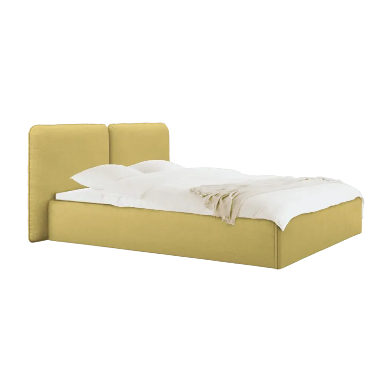 Lit coffre en tissu jaune 180x200cm Melu - noo.ma - The Cool Republic
